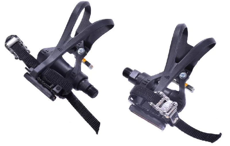 Road bike stem clamp kit-PAIR BIKE VP PEDALS WITH TOE CLIP & STRAPS 9-16” LIGHT WEIGHT BLACK LOW PRICE