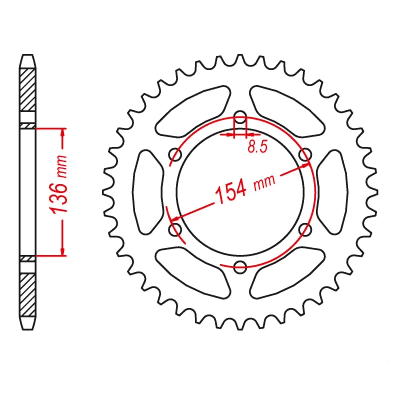 MTX 009 Steel Rear Sprocket #520 (47T) (11-BM9-47)