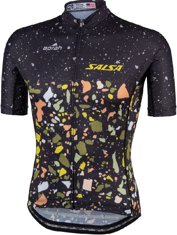 Bicycle riding clothing floral prints-Salsa Mens Terrazzo Aero Jersey - X-Large Black