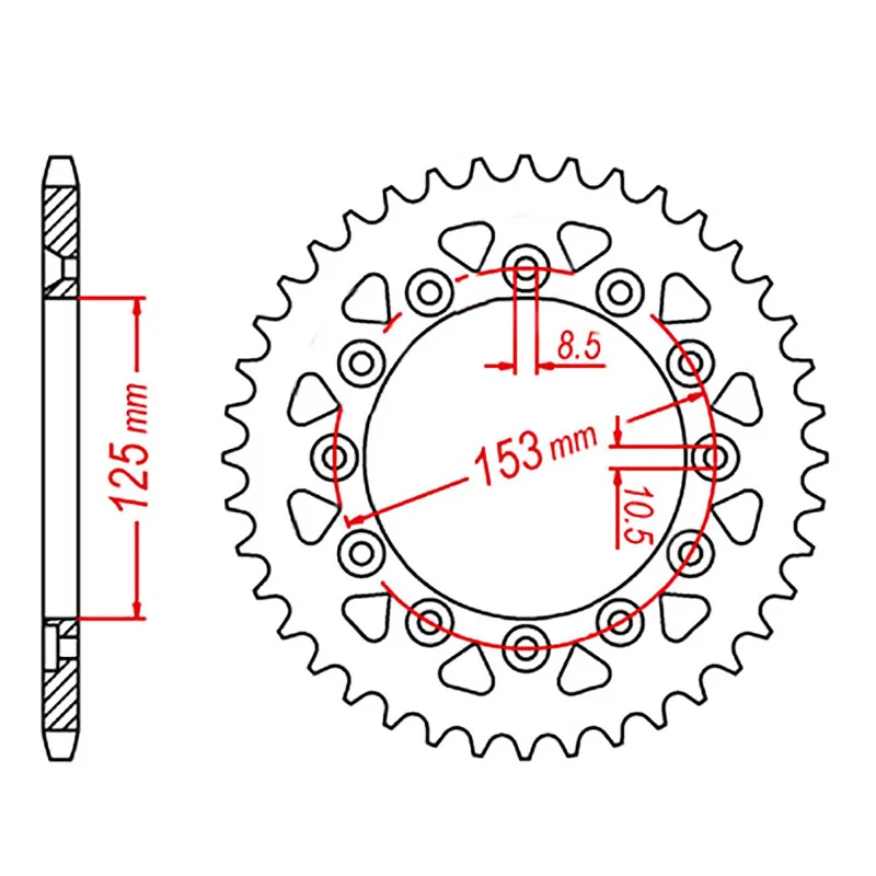 MTX 210/301 Steel Rear Sprocket #520 (46T) (11-KAE2-46)