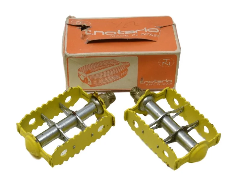 Mountain bike fork adjuster-VINTAGE NOTARIO 9-16" RAT TRAP PEDALS MADE FOR BMX IN 80's YELLOW NOS