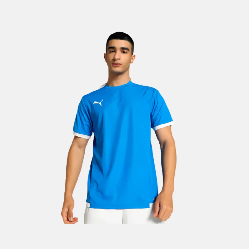 Bicycle riding clothing with double stitching-Puma Team LIGA Men's Regular Fit Jersey -Electric Blue Lemonade/White