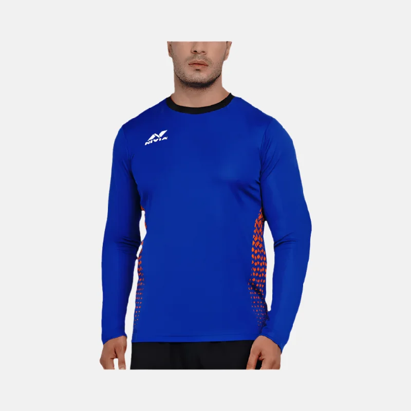 Bicycle riding clothing with post-ride comfort-Nivia Ultra Men's Goalkeeper Jersey -Royal Blue/Orange