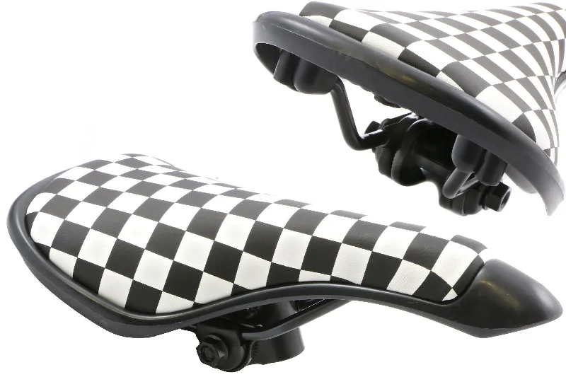 BLACK & WHITE CHEQUERED BMX SADDLE 80’s RETRO OLD SCHOOL BMX LARGE SIZE SA9619