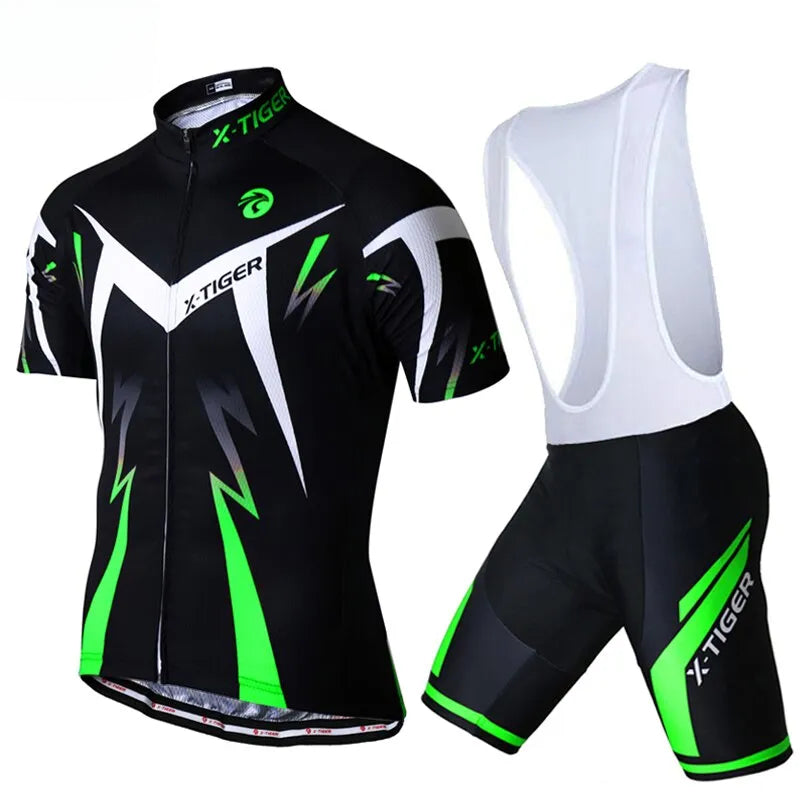 Bicycle riding clothing for coolness-X-TIGER Pro Cycling Jersey Set Summer Men Cycling Wear Mountain Bicycle Clothing MTB Bike Riding Clothes Cycling Suit