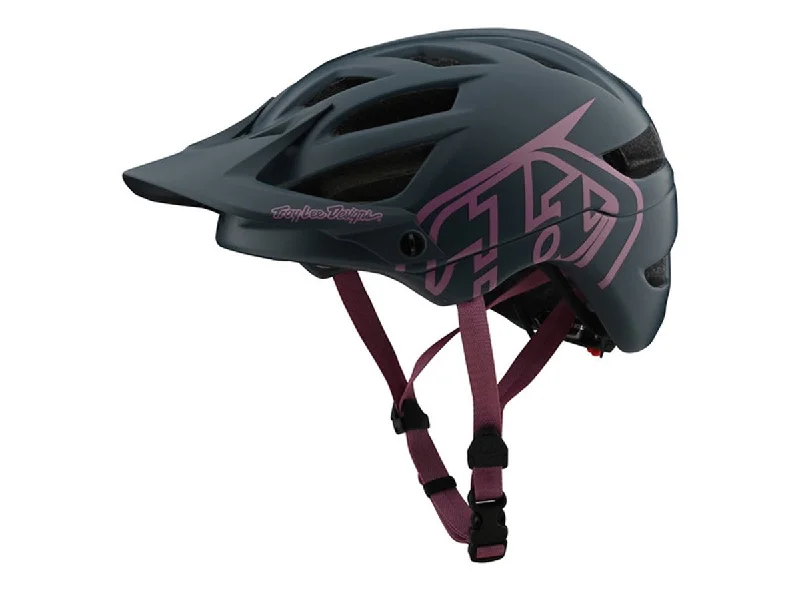 bicycle helmets with sleek contours-Troy Lee Designs A1 MTB Helmet - Drone - Gray-Pink - 2020