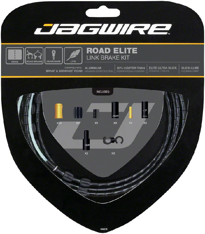 Jagwire Road Elite Link Brake Cable Kit SRAM/Shimano Ultra-Slick Uncoated Cables BLK