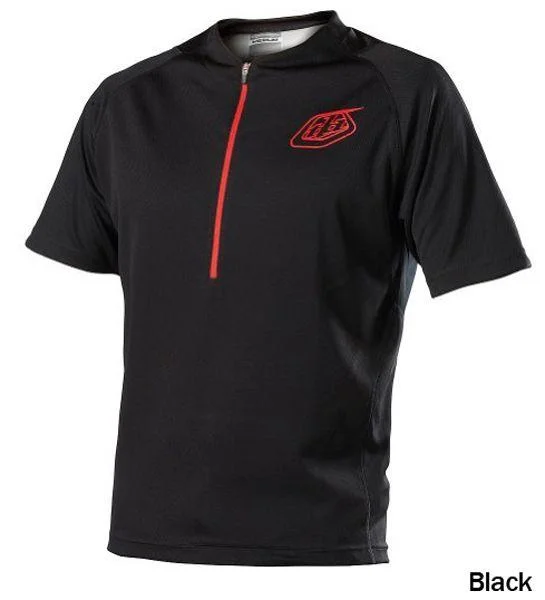 Bicycle riding clothing for daily commutes-Troy Lee Designs Ace Zip Short Sleeve MTB Jersey - Zipped - Black