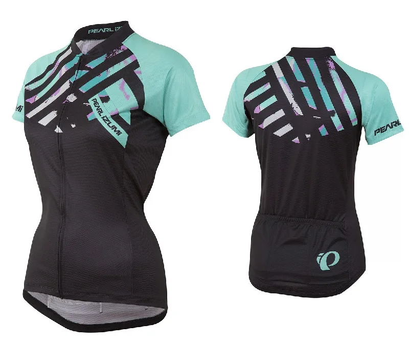 Bicycle riding clothing with mesh panels-Pearl Izumi LTD Short Sleeve MTB Jersey - Womens - Stripe Viridian Green