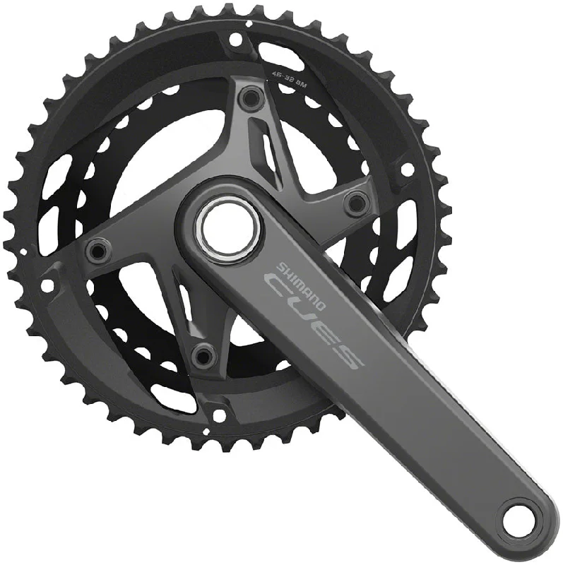 Bicycle fork crown race-Shimano CUES FC-U6010-2 Crankset - 170mm 11-Speed 46/32t Asymmetric 110 BCD Hollowtech II BLK