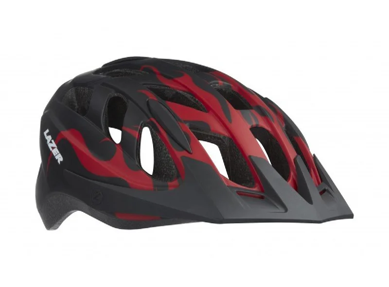 bicycle helmets with compact storage-Lazer J1 MTB Helmet - Matt Red Flames - 2020