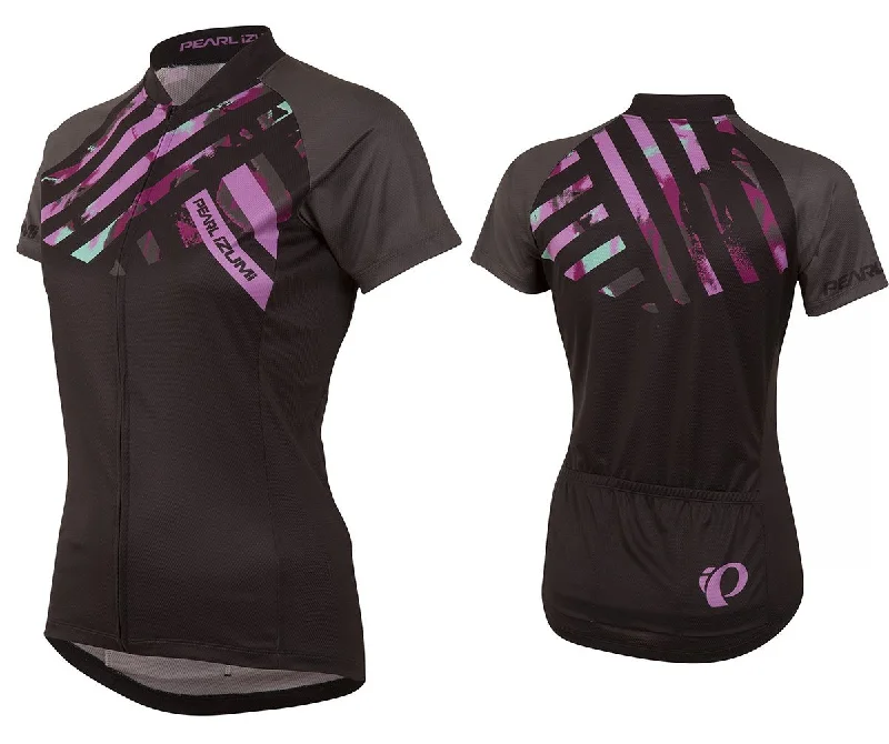 Bicycle riding clothing with synthetic fibers-Pearl Izumi LTD Short Sleeve MTB Jersey - Womens - Stripe Shadow Gray