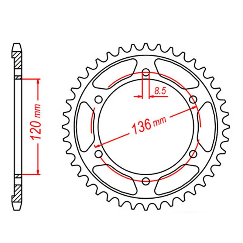 MTX 1847 Steel Rear Sprocket #428 (55T) (11-1HX-55)