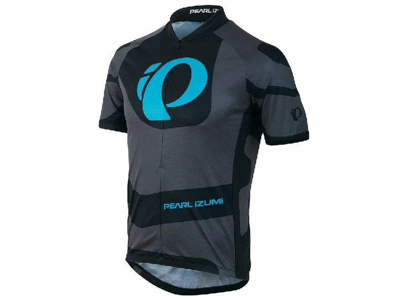 Bicycle riding clothing for snow conditions-Pearl Izumi Select LTD Short Sleeve MTB Jersey - Gray- TM Blue Atoll