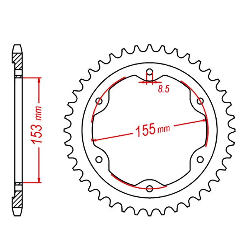 MTX 893 Steel Rear Sprocket #525 (38T) (11-893-38)