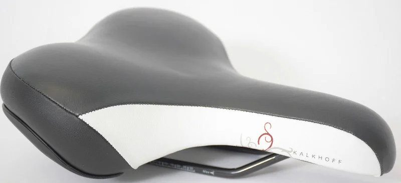 LUXURY BIKE SEAT KALKHOFF BLACK & WHITE PADDED CYCLE SADDLE UNISEX 195mm x 255mm