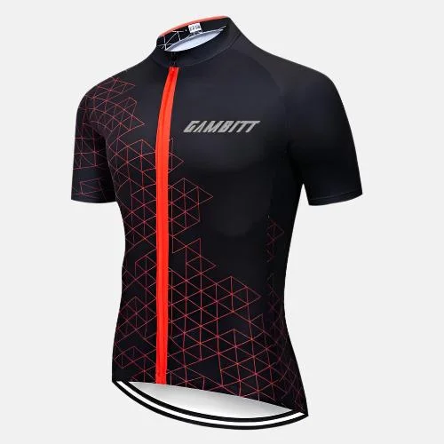 Bicycle riding clothing with hiking crossover-Gambitt Cruiser Men's Cycling Jersey –Black/Orange/Pathwire