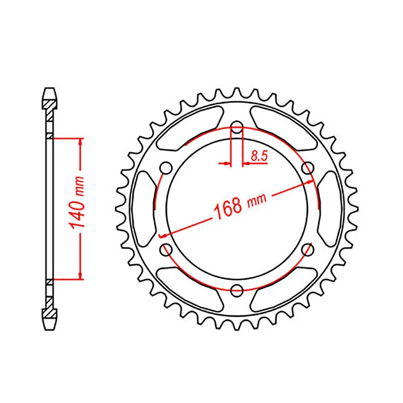 MTX 006 Steel Rear Sprocket #525 (47T) (11-006-47) (8.5mm)