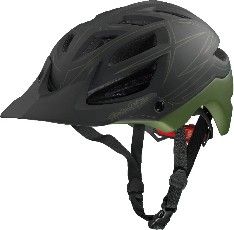 bicycle helmets with adjustable sizing-Troy Lee Designs A1 MTB Helmet - Pinstripe - Army Green