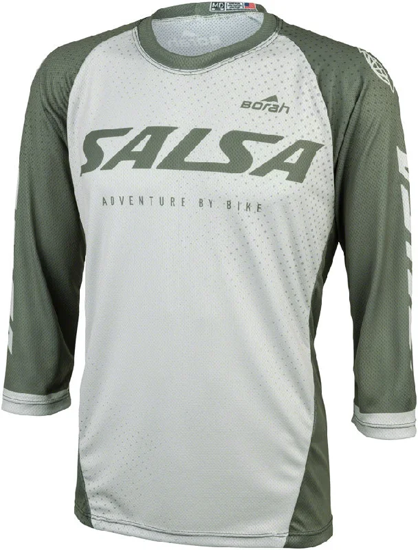 Bicycle riding clothing for adventure-Salsa Mens Fleet 3/4 MTB Jersey - Small Green White