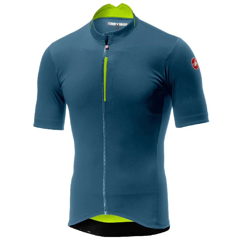 Bicycle riding clothing with puncture proofing-Maglia Castelli Espresso - Blu verde