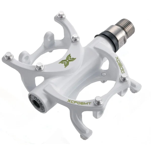 Bicycle frame dropout bolt-Xpedo TRVS 8 Flat Pedals - White