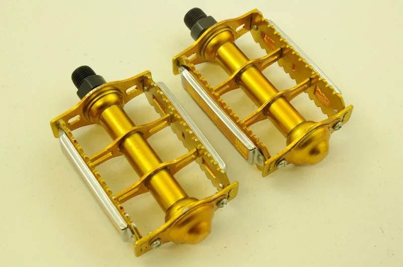 Bike pedal bearing kit-OLD SCHOOL BMX TTK PEDALS 9-16" GOLD FINISH RAT TRAP+ GREAT FOR MTB FIXIE RACER