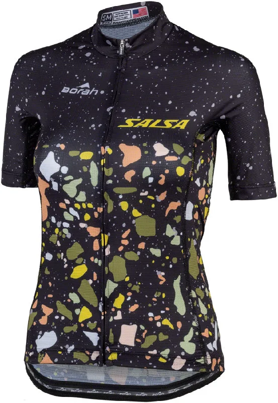 Bicycle riding clothing compression wear-Salsa Womens Terrazzo Aero Jersey - Large Black