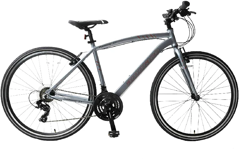 Ammaco Pathway X1 700c Wheel Men's 21" Alloy Frame Grey Hybrid Bike 21 Speed