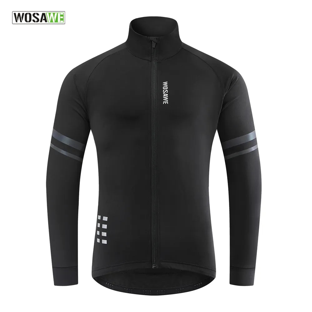 Bicycle riding clothing with thermal insulation-Warm Jacket Winter Fleece Thermal Cycling Jacket Long Jersey Running Coat Biker Riding Road Mtb Bicycle Clothes