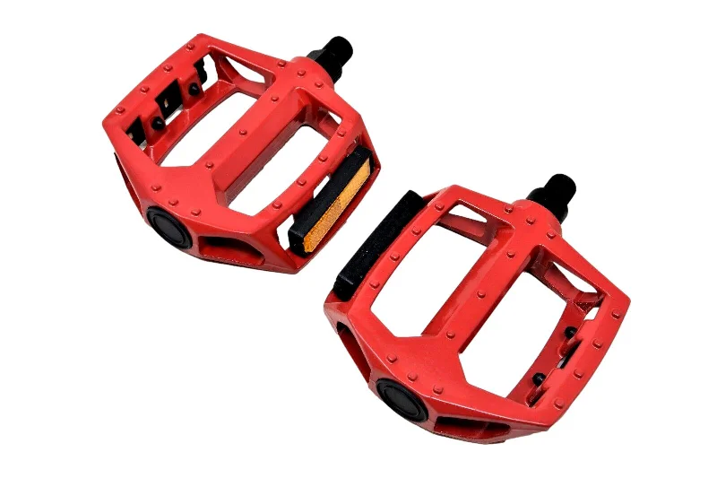 Pair  1/2" Bicycle Red BMX Bike Alloy Platform Pedals one piece crank bikes