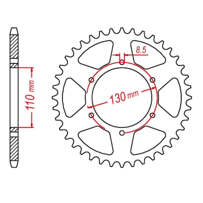 MTX 1977 Steel Rear Sprocket #520 (48T) (11-329-48)