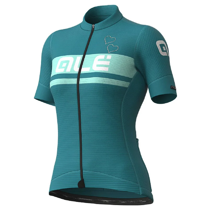 Bicycle riding clothing with injury prevention-Maglia donna Ale PRS Crystal - Turchese