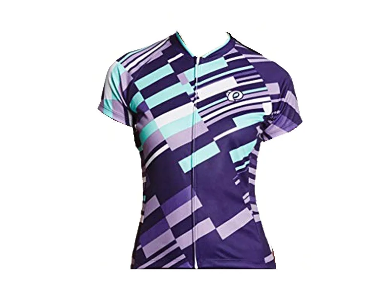 Bicycle riding clothing with tech integration-Pearl Izumi LTD Short Sleeve MTB Jersey - Womens - Block Stripe-Blackberry