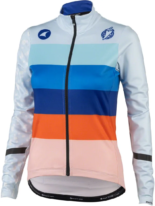 Bicycle riding clothing with fitness monitoring-Salsa Arctica Womens Long Sleeve Jersey - Light Blue w/Stripes Medium