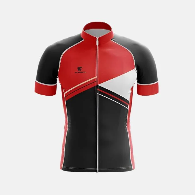 Bicycle riding clothing with adventure readiness-Triumph Men's Cycling Cadance Jersey -Red/Black