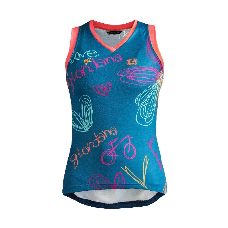 Bicycle riding clothing with mesh panels-Giordana Arts Love Sleeveless Jersey