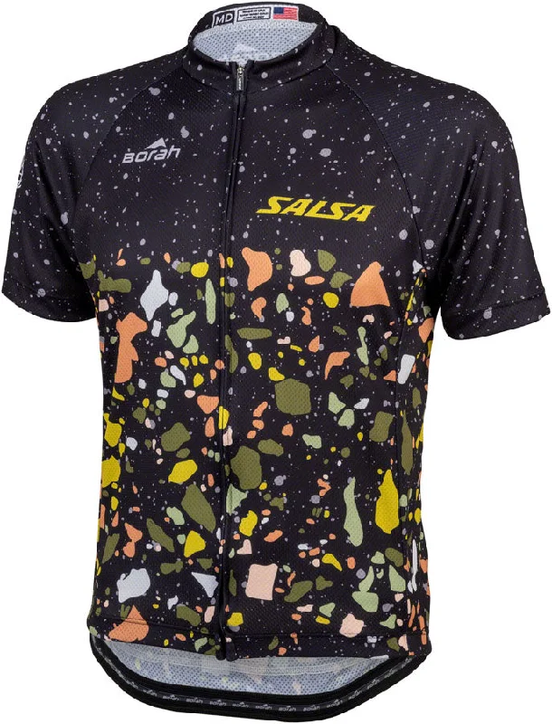 Bicycle riding clothing bold prints-Salsa Mens Terrazzo Jersey - Small Black