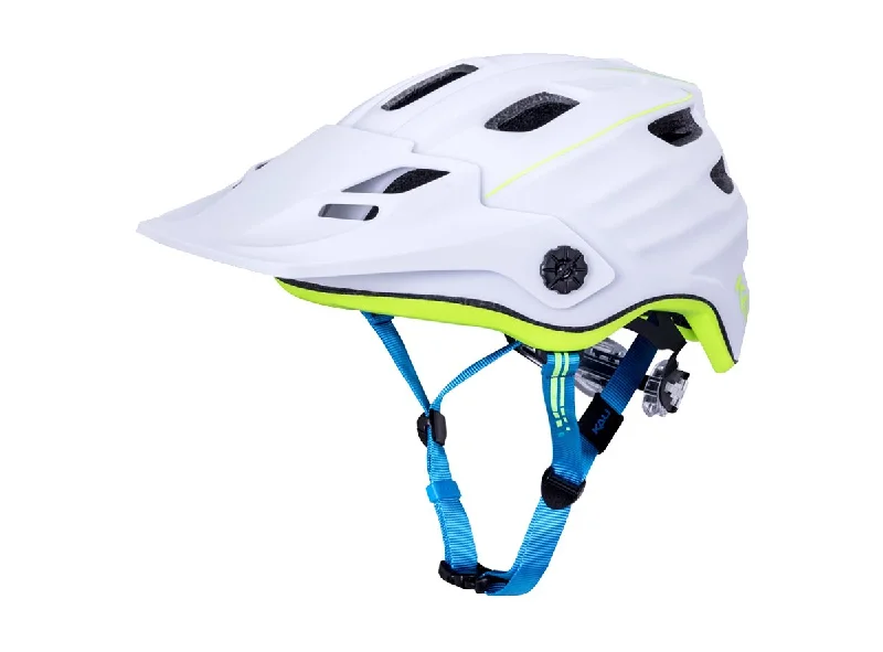 bicycle helmets with ventilation-Kali Protectives Maya 2.0 Revolt MTB Helmet - Matt White-Flo Yellow - 2019