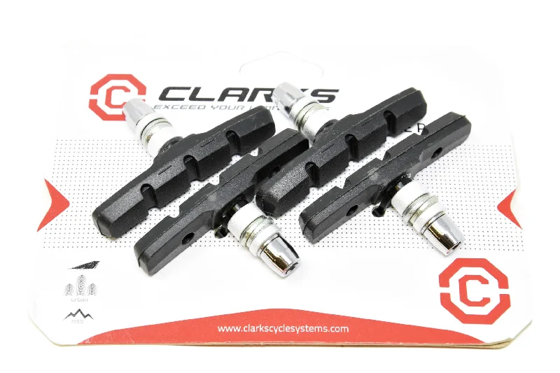 Bicycle riding clothing for daily commutes-Set Of 4 Genuine Clarks CP510 70mm MTB Threaded V Brake Blocks Brake Pads Shoes