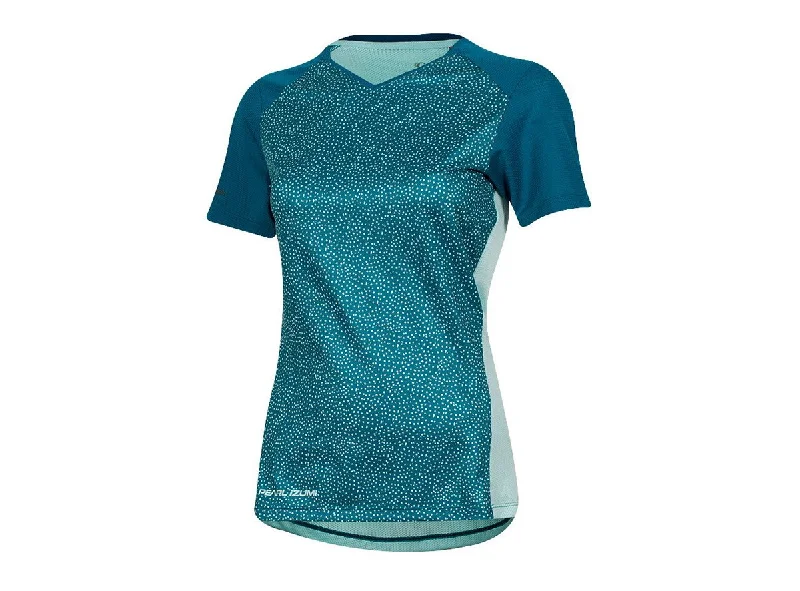 Bicycle riding clothing with adjustable collars-Pearl Izumi Launch Short Sleeve MTB Jersey - Womens - Teal-Glacier Kimono