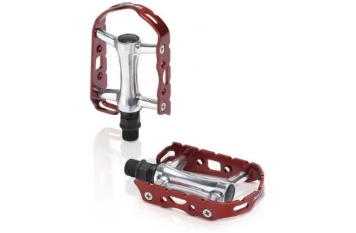 Bicycle frame protection tape-Pair XLC Ultra light Low Profile Red Alloy Cage Mountain Bike Pedals 9/16"