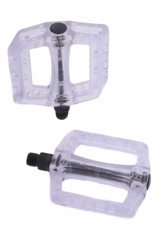 Bicycle frame alignment bolt-Pair Vavert Light Bike Polycarbonate 9/16" Flat Platform Bike Pedals Clear