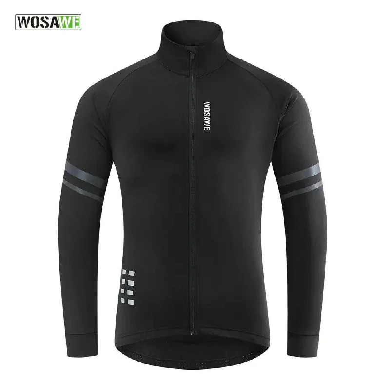 Bicycle riding clothing with bamboo fabric-Warm Jacket Winter Fleece Thermal Cycling Jacket Long Jersey Running Coat Biker Riding Road Mtb Bicycle Clothes