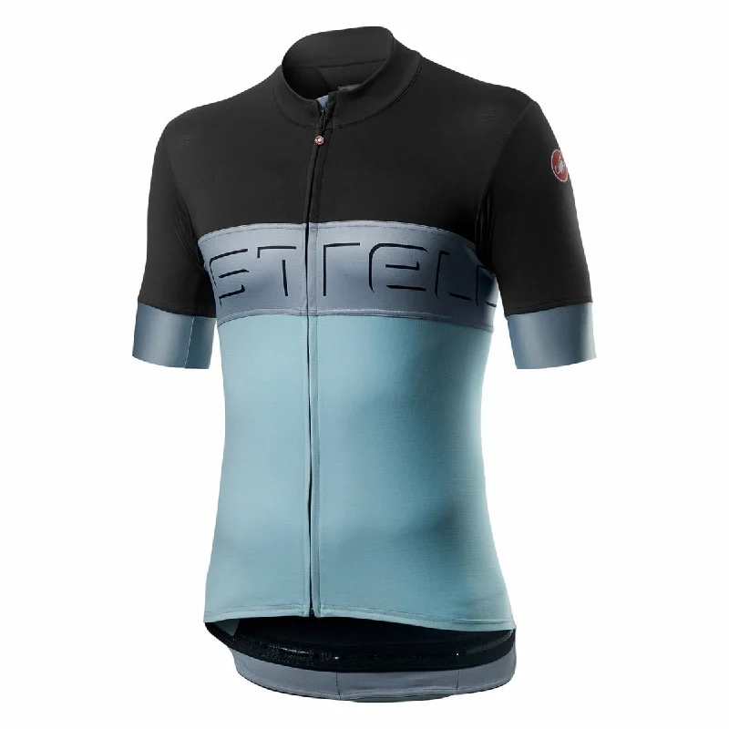 Bicycle riding clothing for beginners-CASTTELLI  PROLOGO VI JERSEY- DARK GRAY VORTEX WINTER SKY