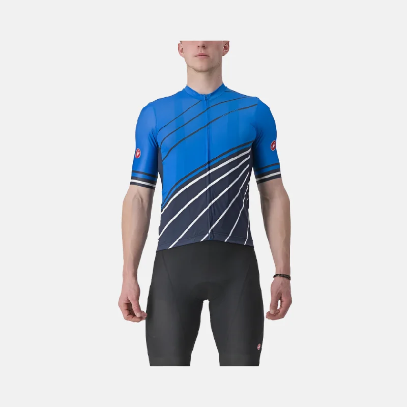 Bicycle riding clothing with outdoor durability-Castelli Speed Strada Men's Cycling Jersey -Drive Blue/Belgian Blue