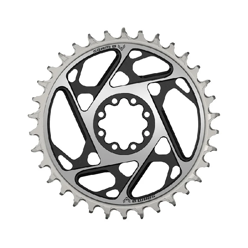 Mountain bike disc rotor-SRAM XX SL Eagle T-Type Direct Mount Chainring - 34t 12-Speed 8-Bolt Direct Mount 0mm Offset Aluminum BLK/Silver D1